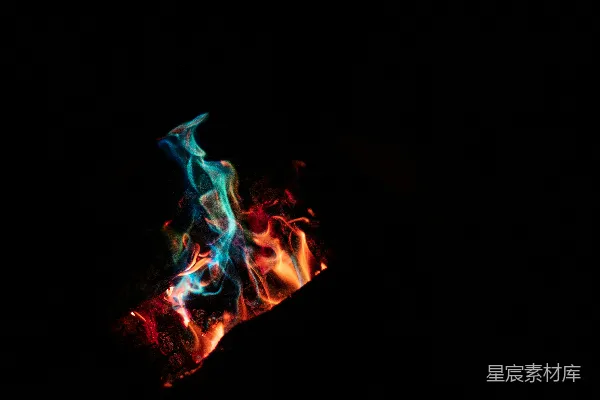高清摄影 夜色中的色彩火焰