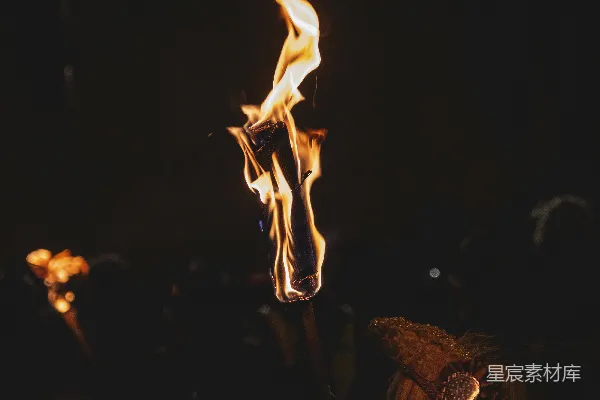 高清摄影 夜幕下的火把