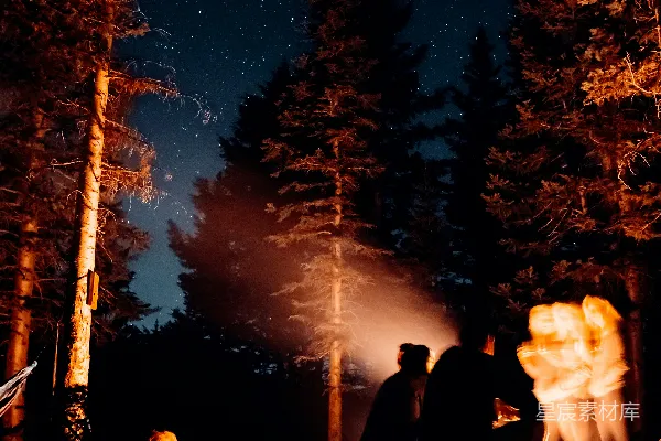 高清摄影 篝火下的星空