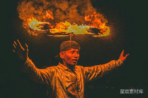 高清摄影 火球表演者