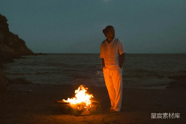 高清摄影 海边篝火之夜