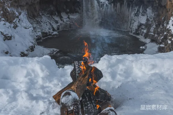 高清摄影 雪地篝火