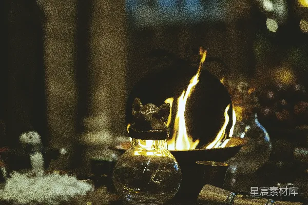 高清摄影 温暖的炉火与玻璃瓶