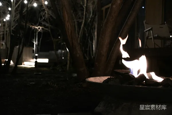 高清摄影 夜幕下的篝火场景