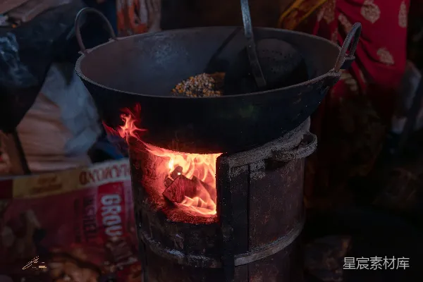高清摄影 炉火中的烹饪