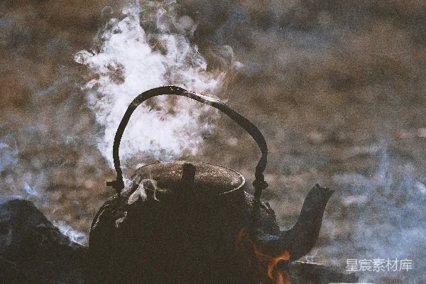 高清摄影 篝火上的茶壶