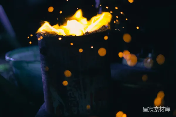 高清摄影 夜色中的篝火