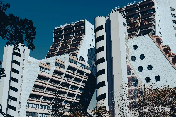 高清摄影 现代建筑下的城市公园