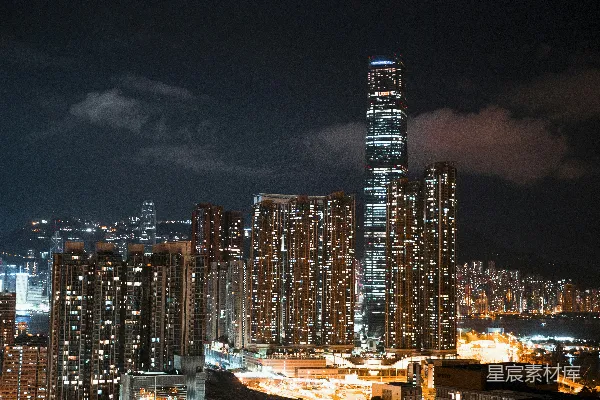 高清摄影 夜幕下的香港天际线