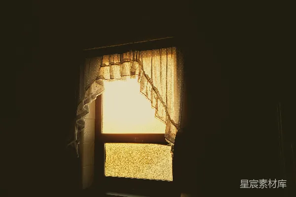 高清摄影 晨曦透过窗帘的光影
