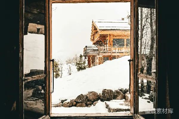 高清摄影 窗外的冬日雪景