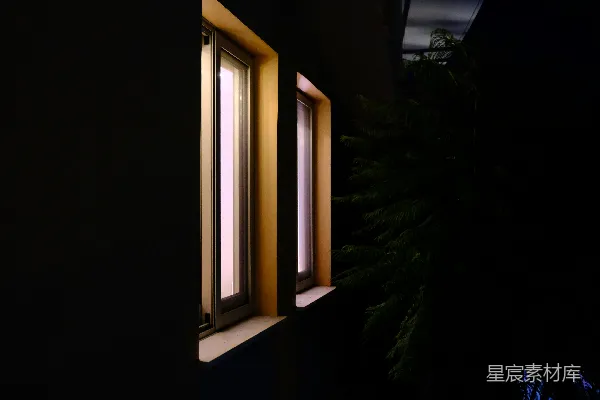 高清摄影 夜幕下的窗边光影