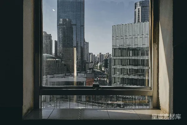 高清摄影 透过窗户看城市