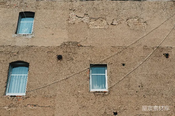 高清摄影 斑驳的墙与窗外的风景