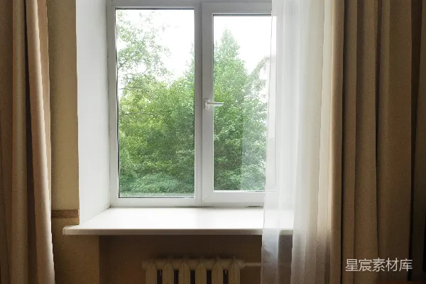 高清摄影 阳光透过窗帘的房间