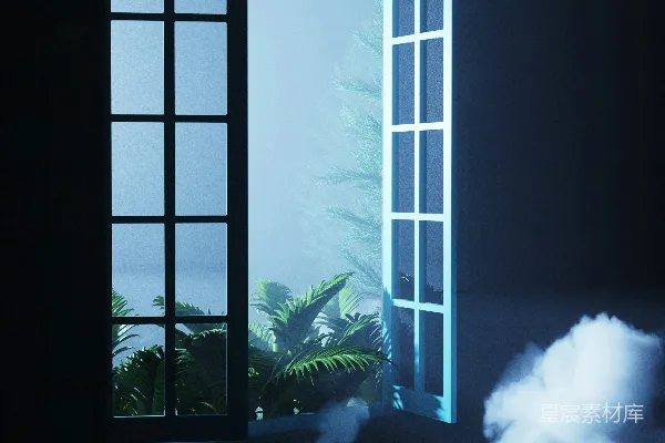 高清摄影 窗边的热带雨林