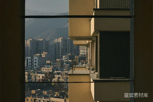 高清摄影 透过窗户的都市风景