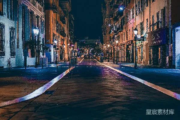 高清摄影 夜晚宁静的街景