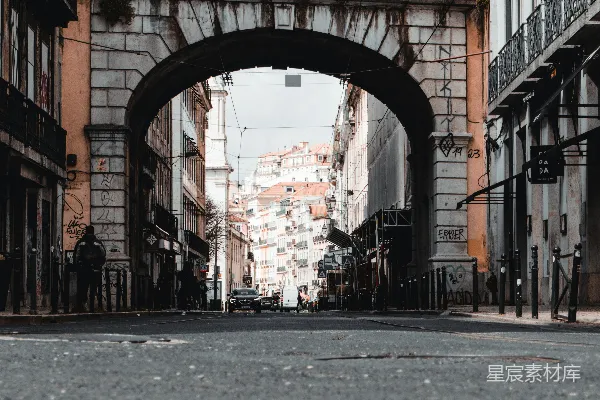 高清摄影 里斯本的拱门街景