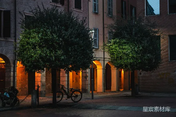 高清摄影 夜晚的街道与古建筑