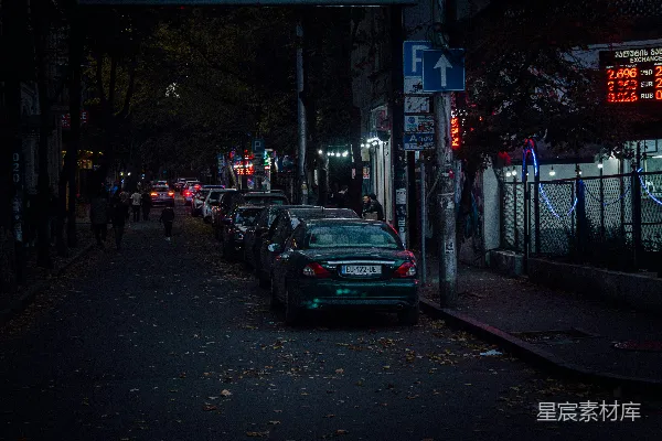 高清摄影 夜色中的城市街道