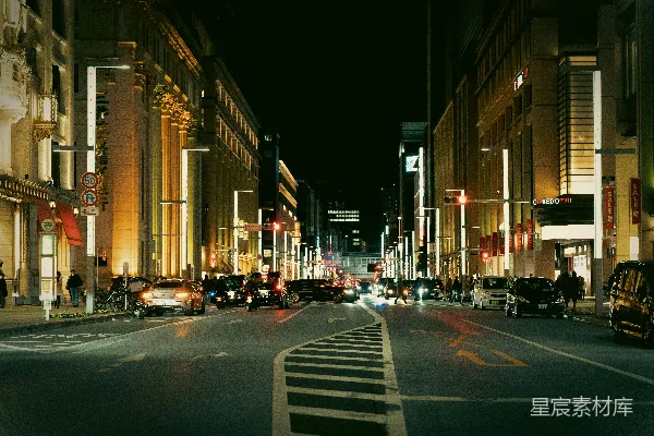 高清摄影 夜幕下的城市街道
