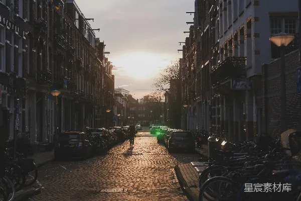 高清摄影 夕阳下的荷兰巷弄