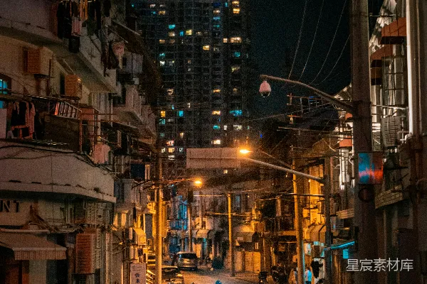 高清摄影 城市夜景中的摩托车