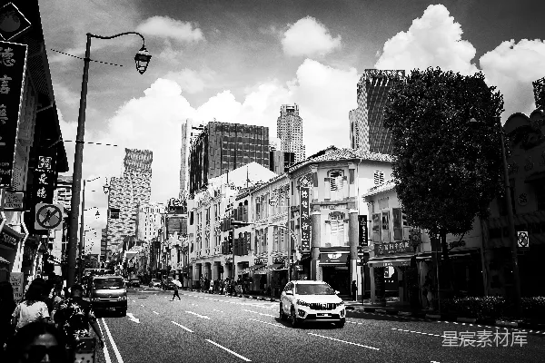 高清摄影 黑白新加坡街景