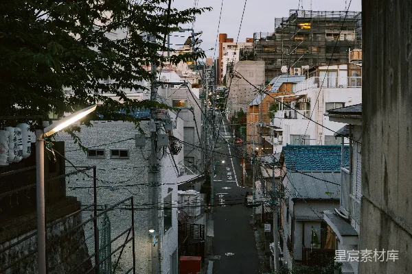 高清摄影 东京夜晚的楼梯与街道
