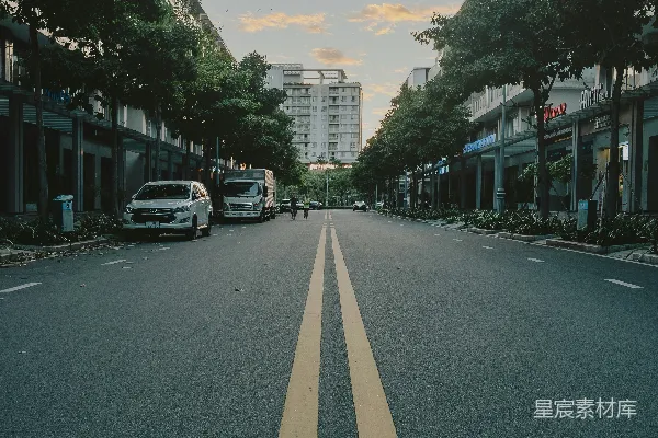 高清摄影 城市黄昏的宁静街道