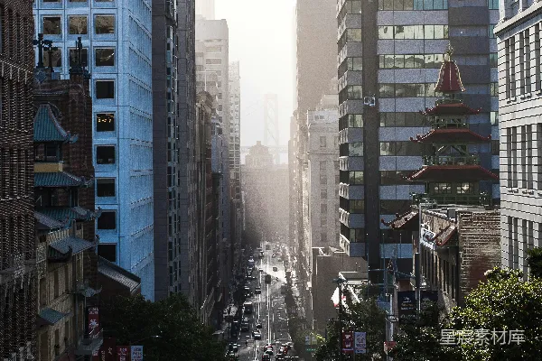高清摄影 城市日落时分的街头