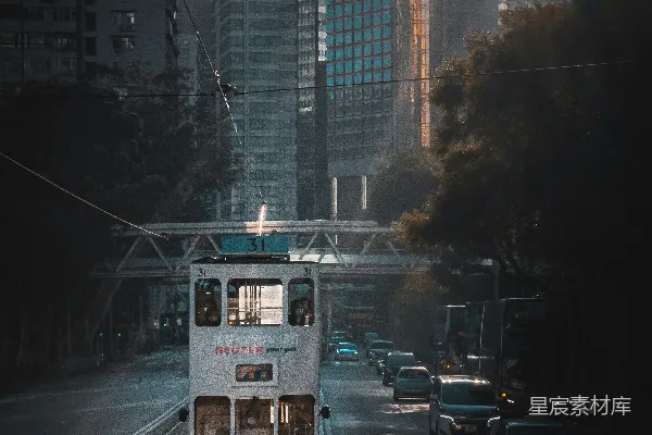 高清摄影 香港电车的光影交错