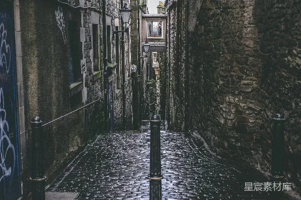 高清摄影 雨后石巷