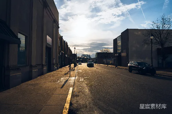 高清摄影 清晨的城市街景