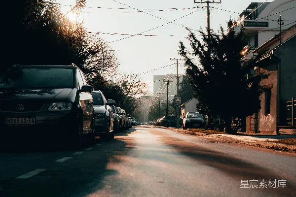 高清摄影 夕阳下的宁静街道