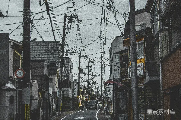 高清摄影 东京街头的电线与建筑