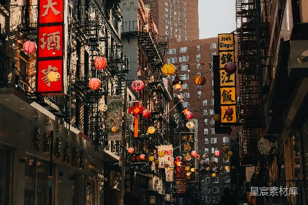 高清摄影 纽约唐人街的清晨