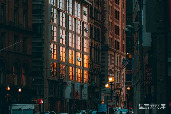 高清摄影 城市黄昏的街景