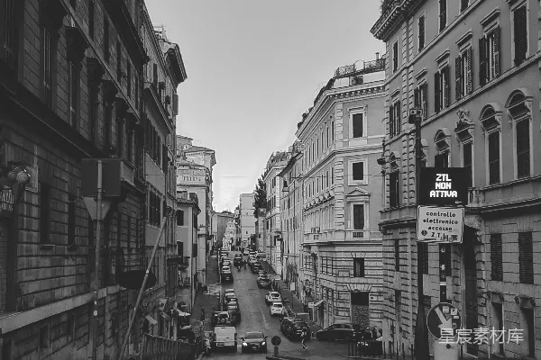 高清摄影 黑白老城街景