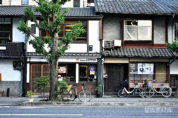 高清摄影 京都老街边的咖啡店