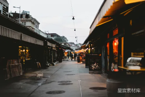 高清摄影 黄昏时分的市场巷道