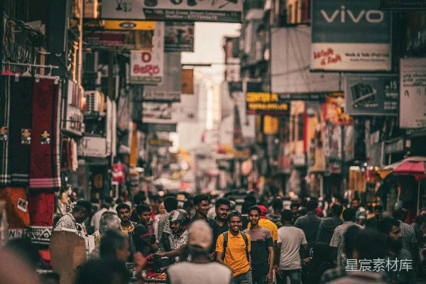 高清摄影 繁忙的市场街道