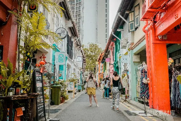 高清摄影 新加坡小印度色彩斑斓的街道