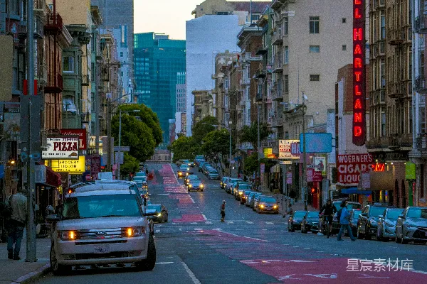 高清摄影 城市街道黄昏景色