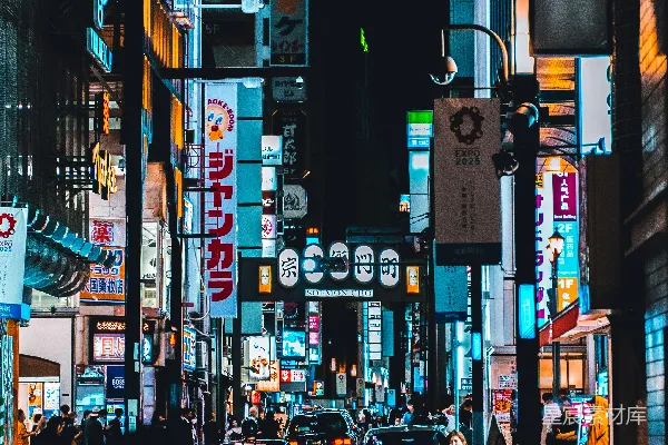 高清摄影 霓虹灯下的东京街头