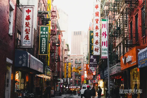 高清摄影 纽约唐人街的静谧一角