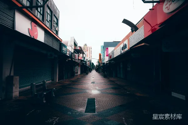 高清摄影 空无一人的购物街