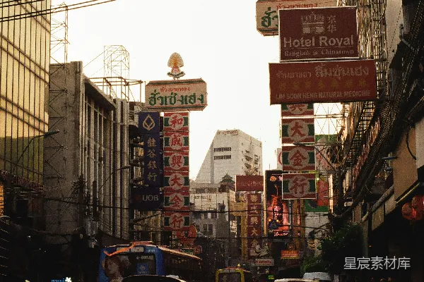高清摄影 泰式唐人街的繁忙景象