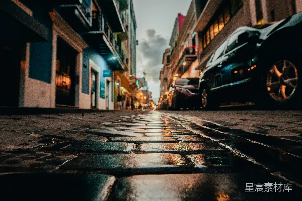 高清摄影 雨后街道的夜景